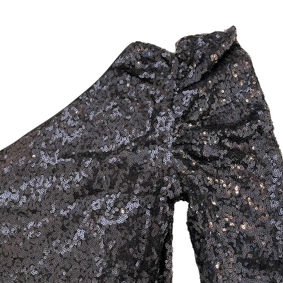 Lovers and Friends Revolve Shaline Black Top Sequin Embellished One Shoulder XS - Picture 7 of 11